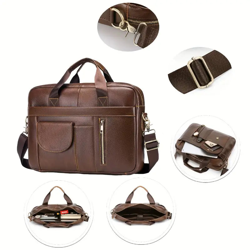 Lawrence | Men's Leather Crossbody Messenger Laptop Travel Handbag