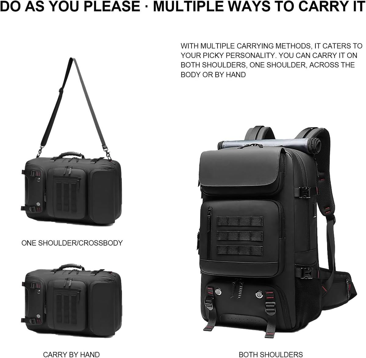 Waterproof 50L Travel Backpack With USB Port & Separate Shoe Area