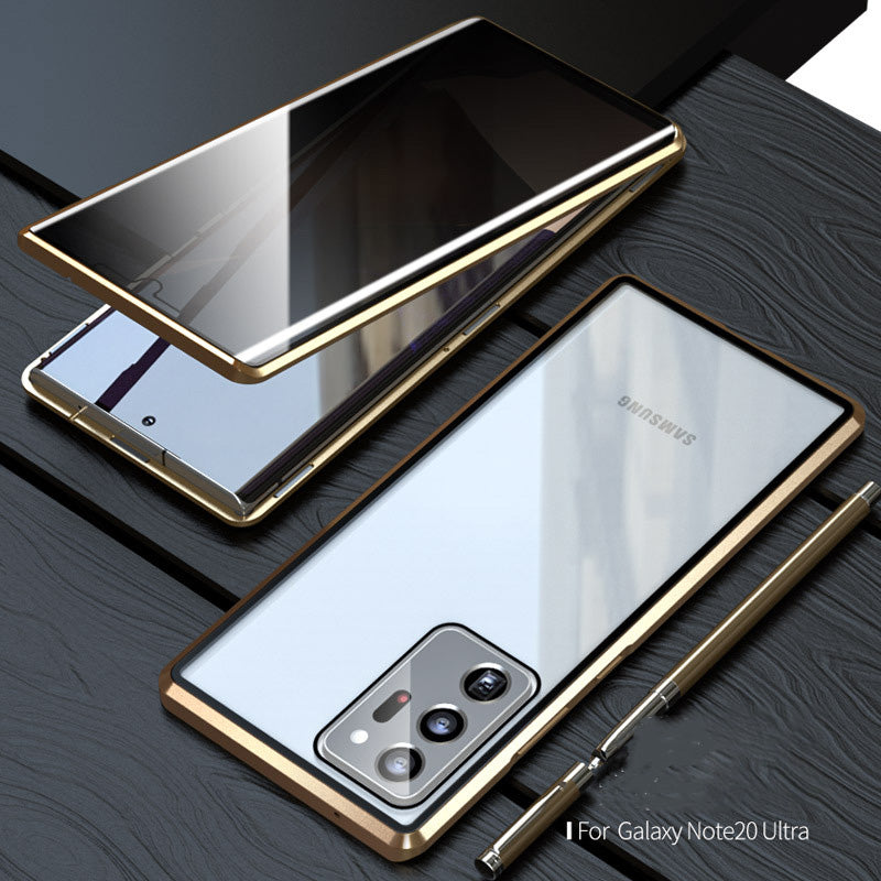 For Samsung Note20U Anti Peeping Privacy Glass Case Protect Phone Case S21Ultra Magnetic S21 Metal Cover