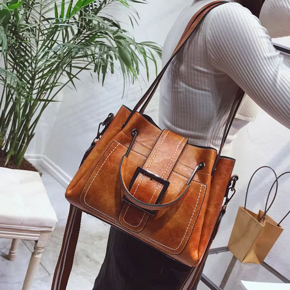 Amira | Women's Korean Vintage-Style Leather Crossbody Handbag
