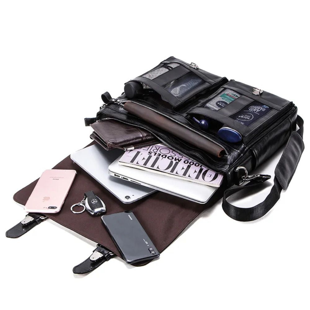 Noah | Men's Vintage Leather Laptop Briefcase Crossbody Messenger Bag