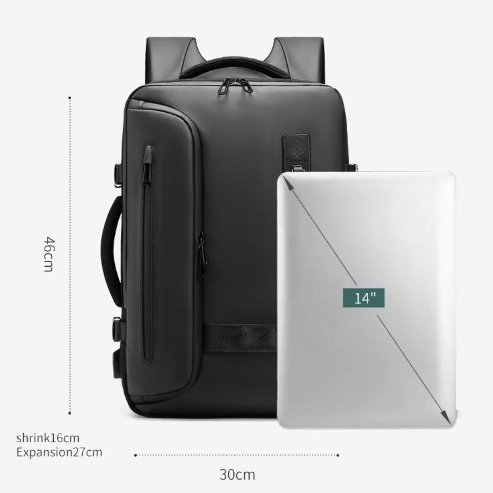 Men's Air Compression Expandable Laptop Travel Backpack with USB Charging