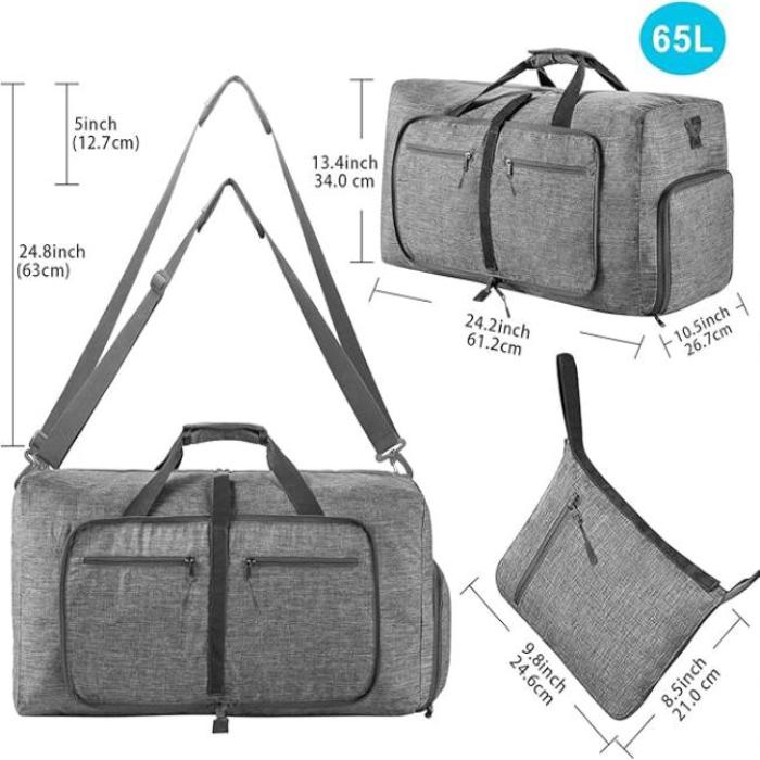 Luca | Foldable 65L Sports Travel Garment Duffle Bag with Shoe Compartment