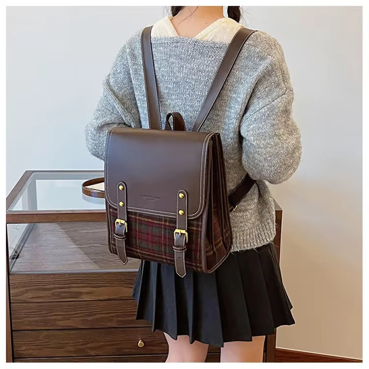 Mila | Women's Retro Plaid Cute Small Backpack
