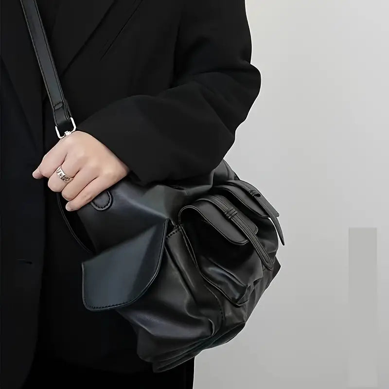 Victoria | Women's Large Capacity Punk Motorcycle Leather Crossbody Messenger Bag