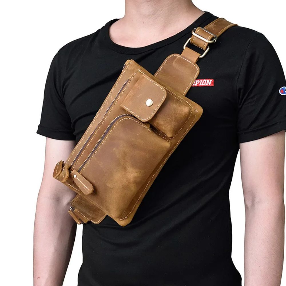 Blake | Men's Vintage Leather Crossbody Bum Bag