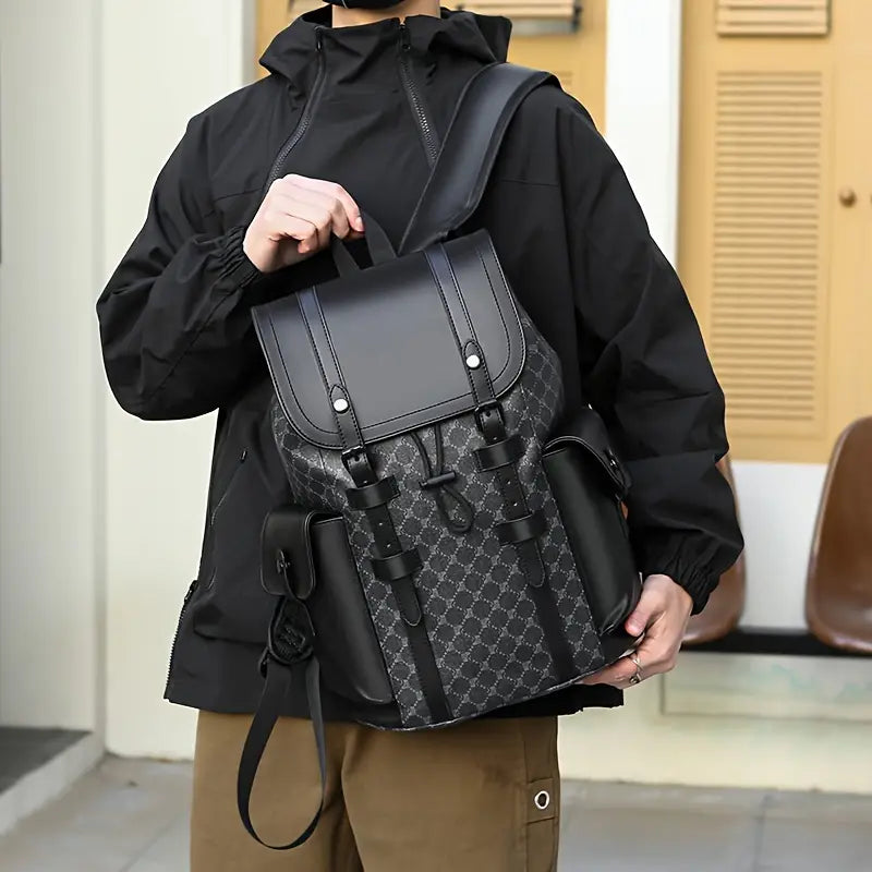 Maxwell | Large Capacity Faux Leather Hiking Travel Drawstring Backpack