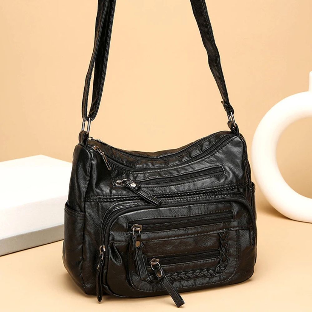 Anastasia | Women's Multi-Pocket Leather Crossbody Messenger Bag
