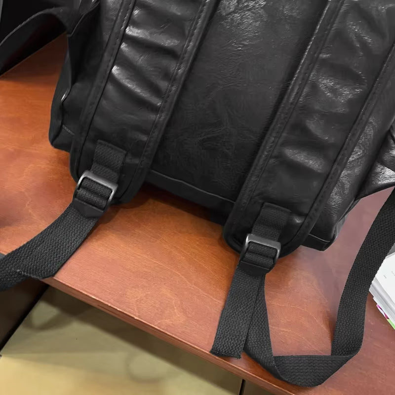 Men's Stylish Waterproof PU Leather Travel Backpack