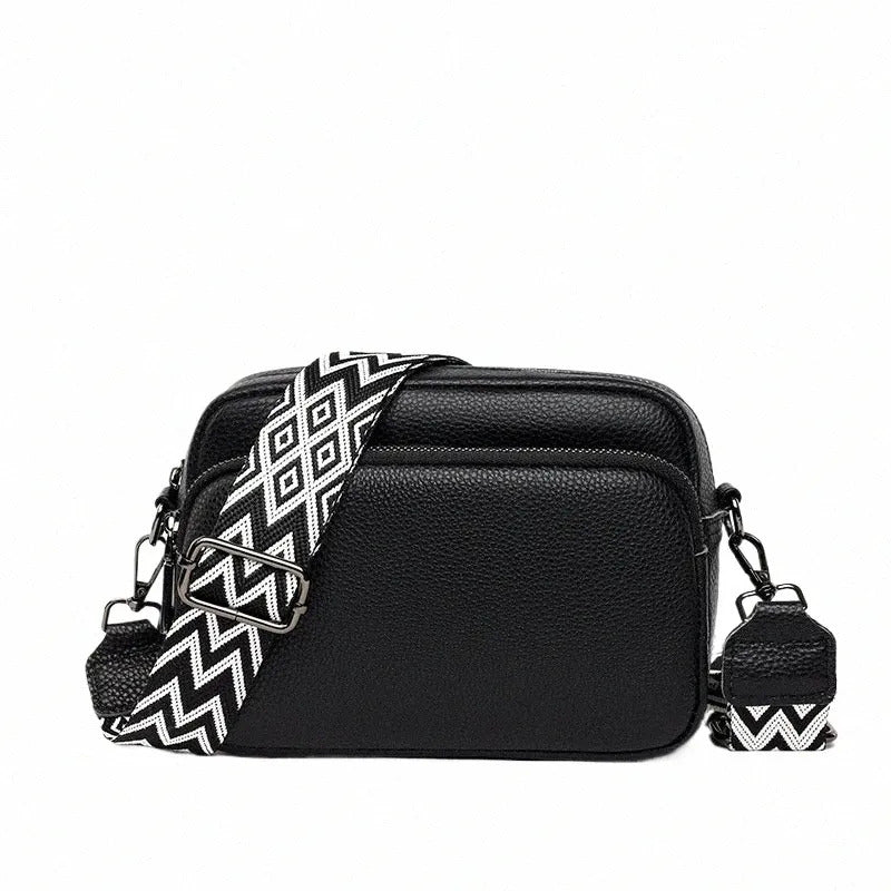 Sophia | Chic Leather Crossbody Camera Bag with Guitar Strap