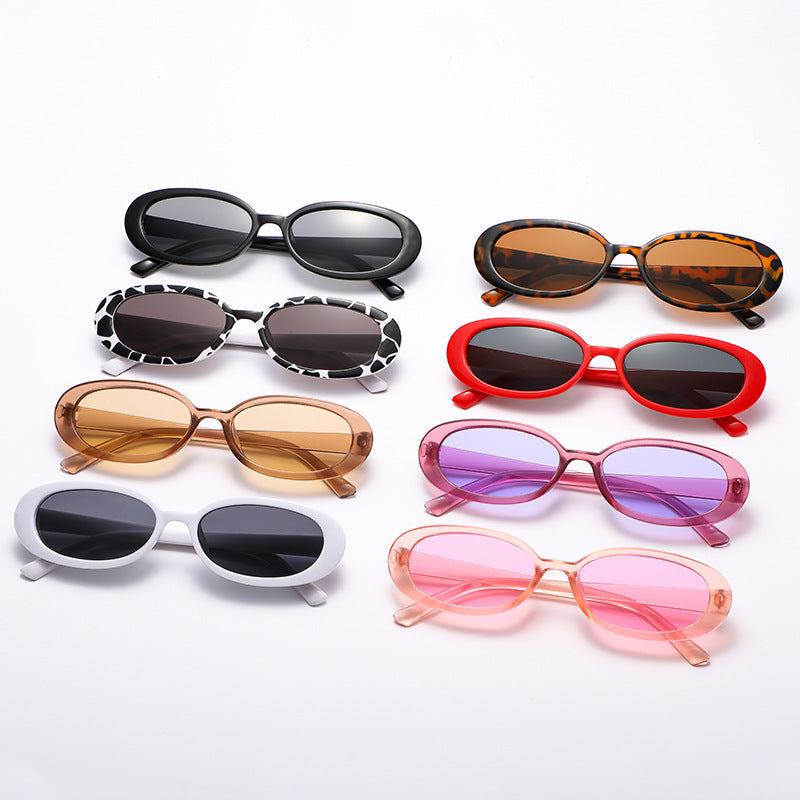 New Retro Oval Small Frame Sunglasses Men And Women Trend Simple Sunglasses Cross-Border Street Shooting Glasses