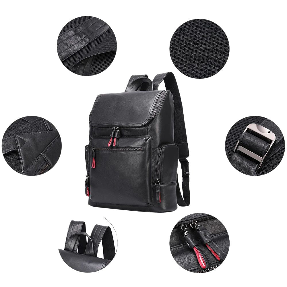Men's Genuine Leather Laptop Travel Backpack