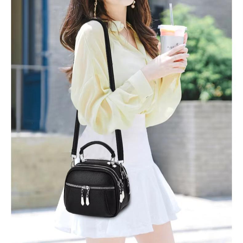 Emma | Women's Small Compact Multi-Zip Crossbody Handbag