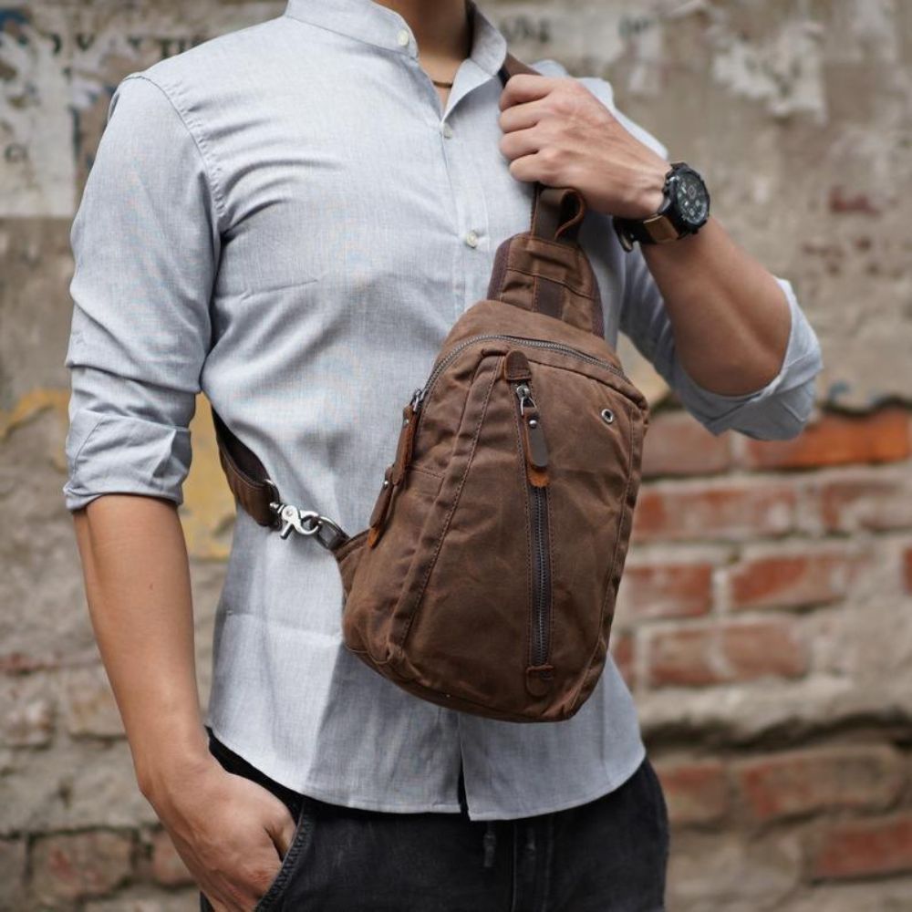 Kinsley | Men's Waxed Canvas Sling Crossbody Bag