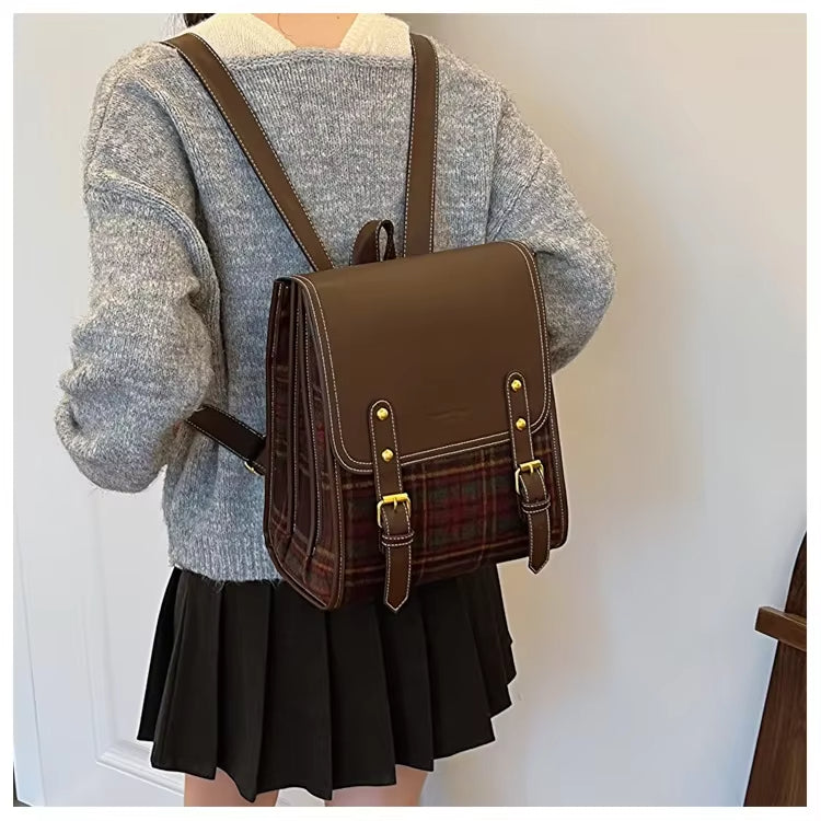 Mila | Women's Retro Plaid Cute Small Backpack
