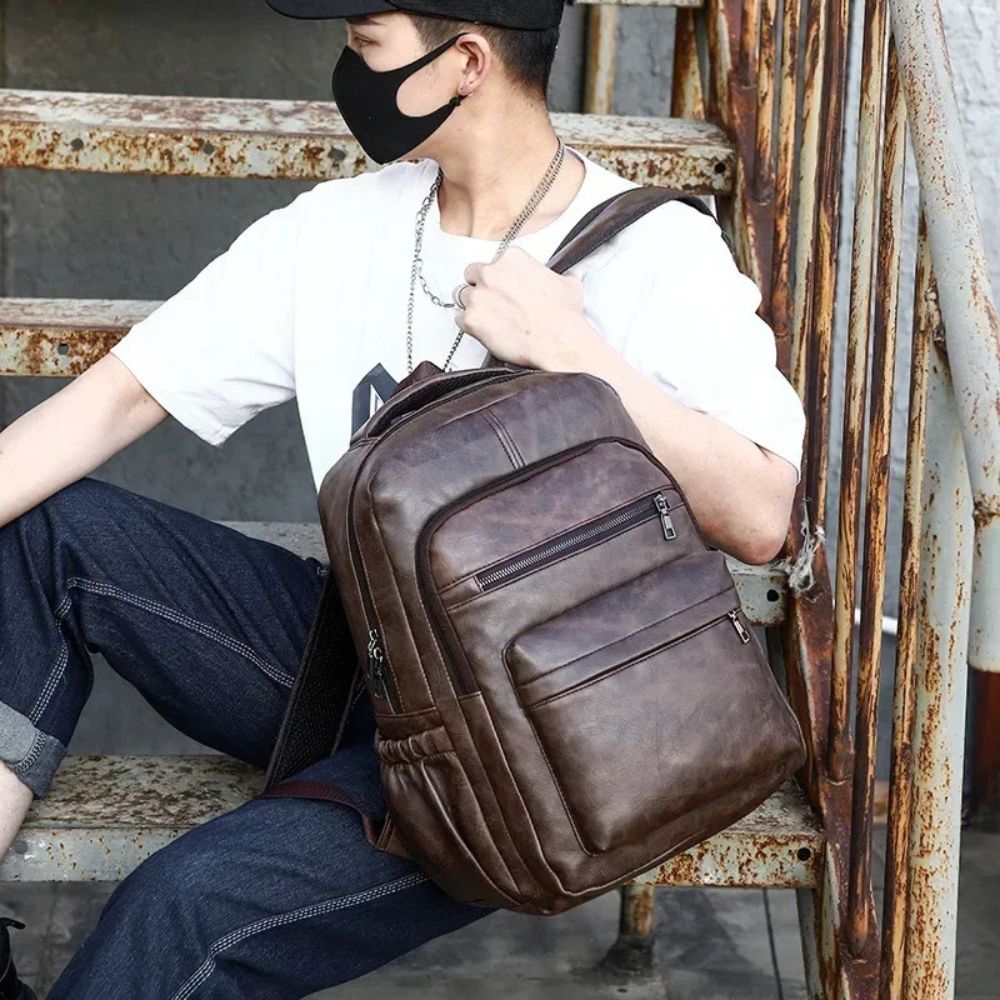 Elliot | Men's Vintage PU Leather Travel Laptop Backpack