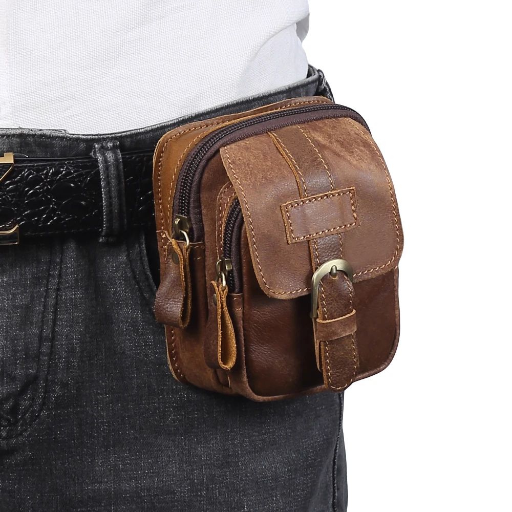 Ezra | Men's Vintage Leather Belt Pouch Bum Bag