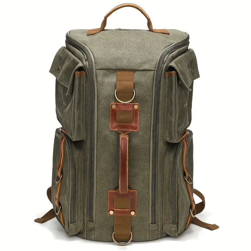 Men's Spacious Canvas Travel Hiking Carry On Rucksack Laptop Backpack