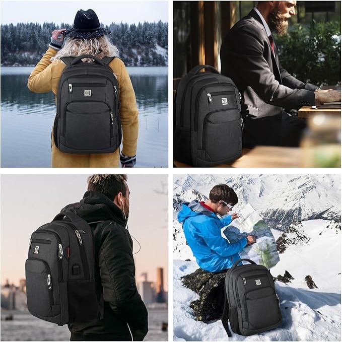 Slim Business Laptop Travel Hiking Backpack with USB Port