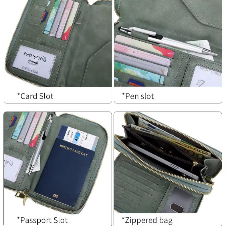 Sophia | RFID Blocking Passport Holder Travel Wallet with Strap