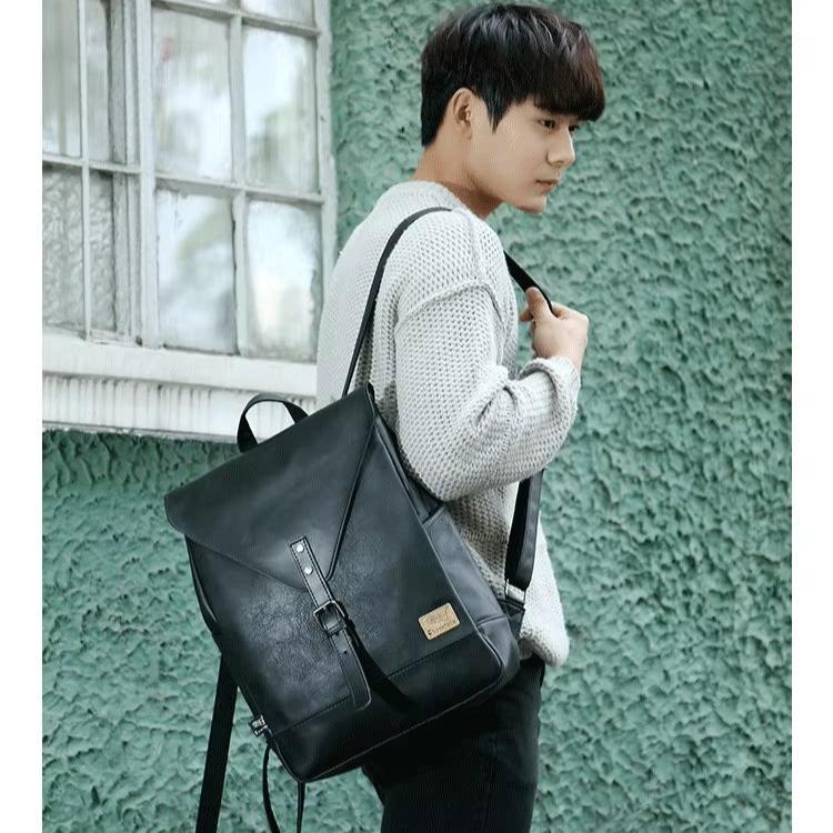 Leo | Men's Vegan Leather Carry On Travel Laptop Backpack