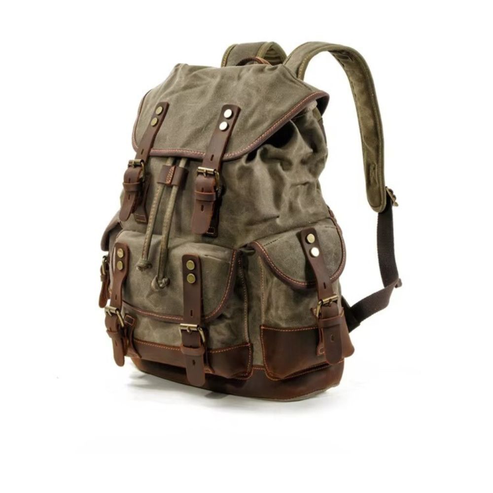 Oliver | Vintage Waxed Canvas Travel Backpack – Waterproof & Durable