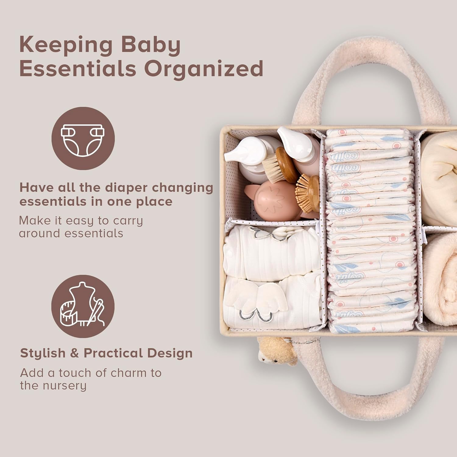 Nappy Caddy Organizer for Diapers, Wipes and Nursery Essentials