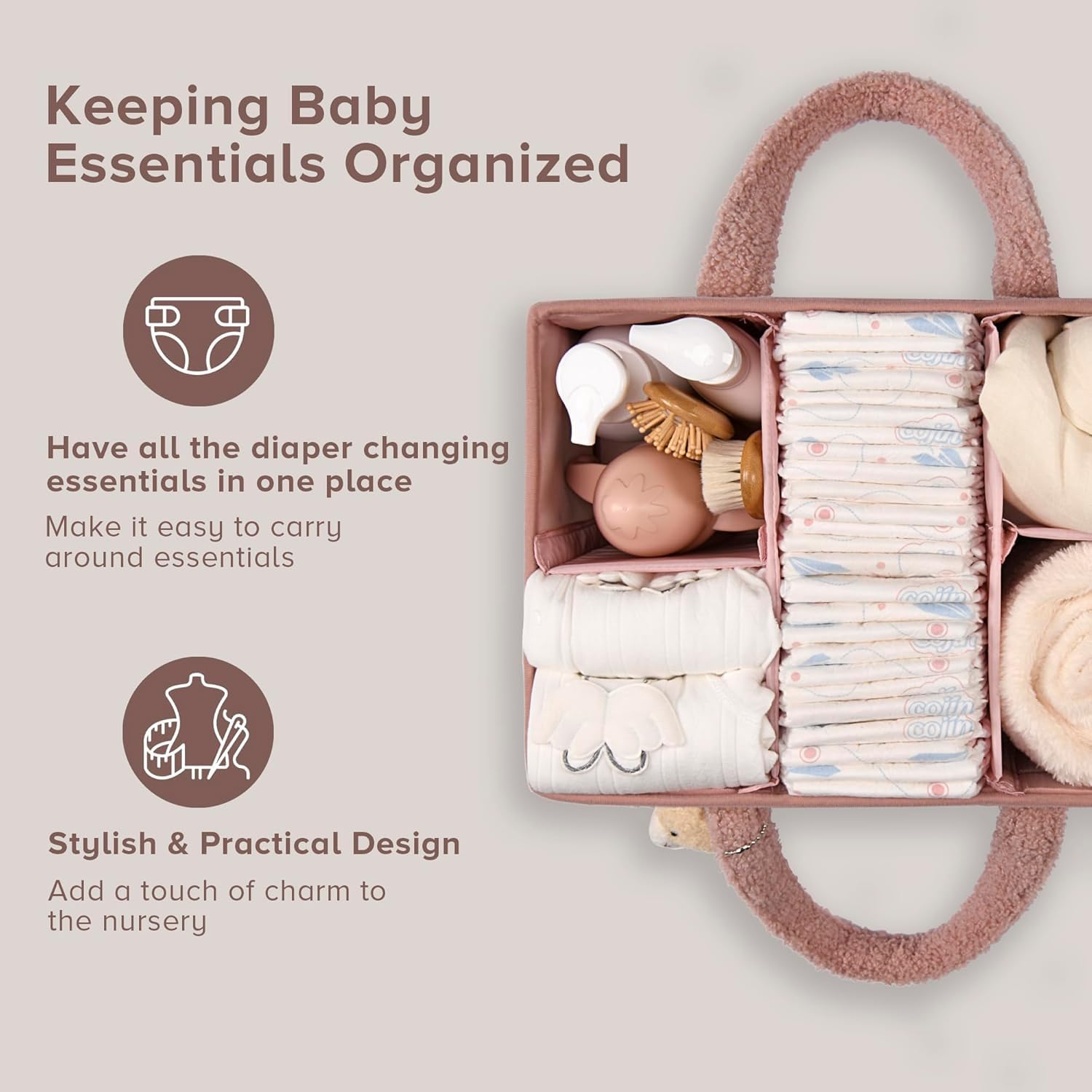 Nappy Caddy Organizer for Diapers, Wipes and Nursery Essentials