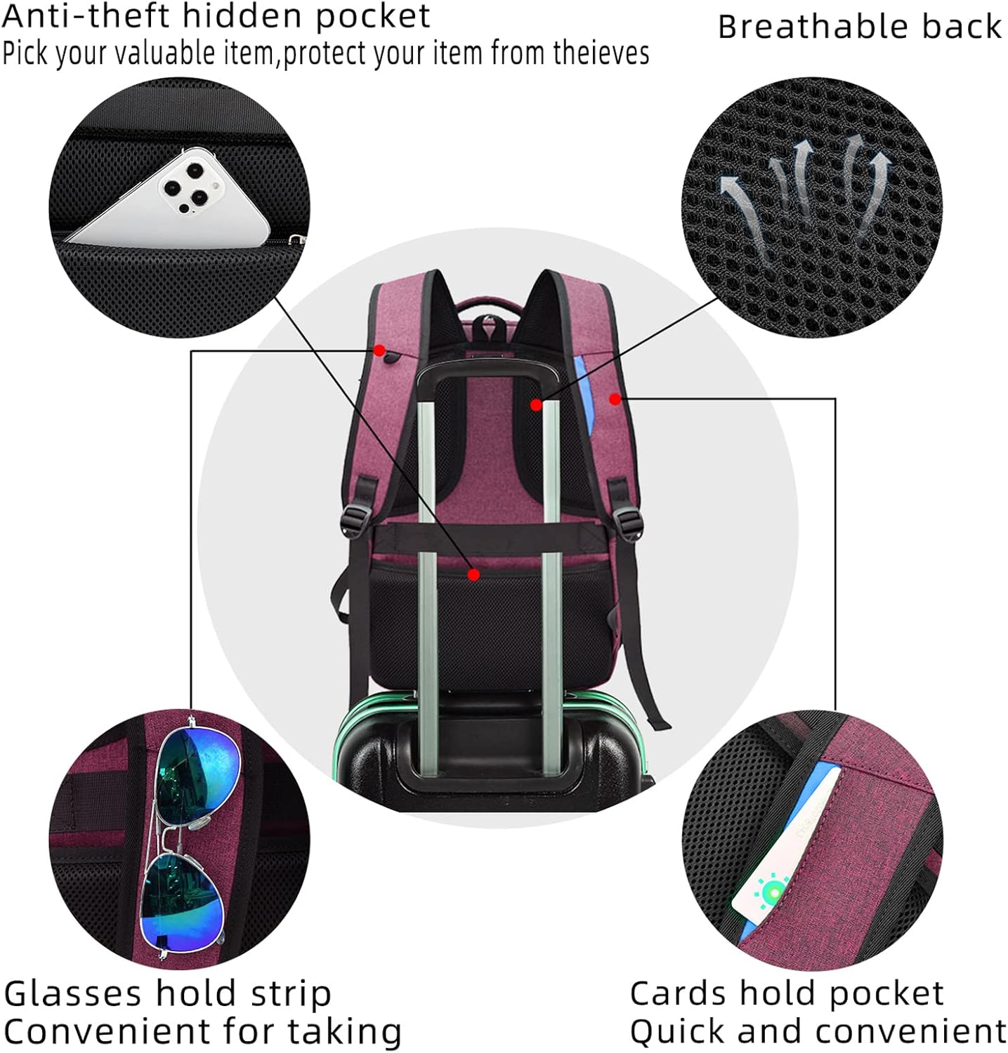 Large Travel Laptop Backpack with USB Port and Secure Multi-Pocket Design