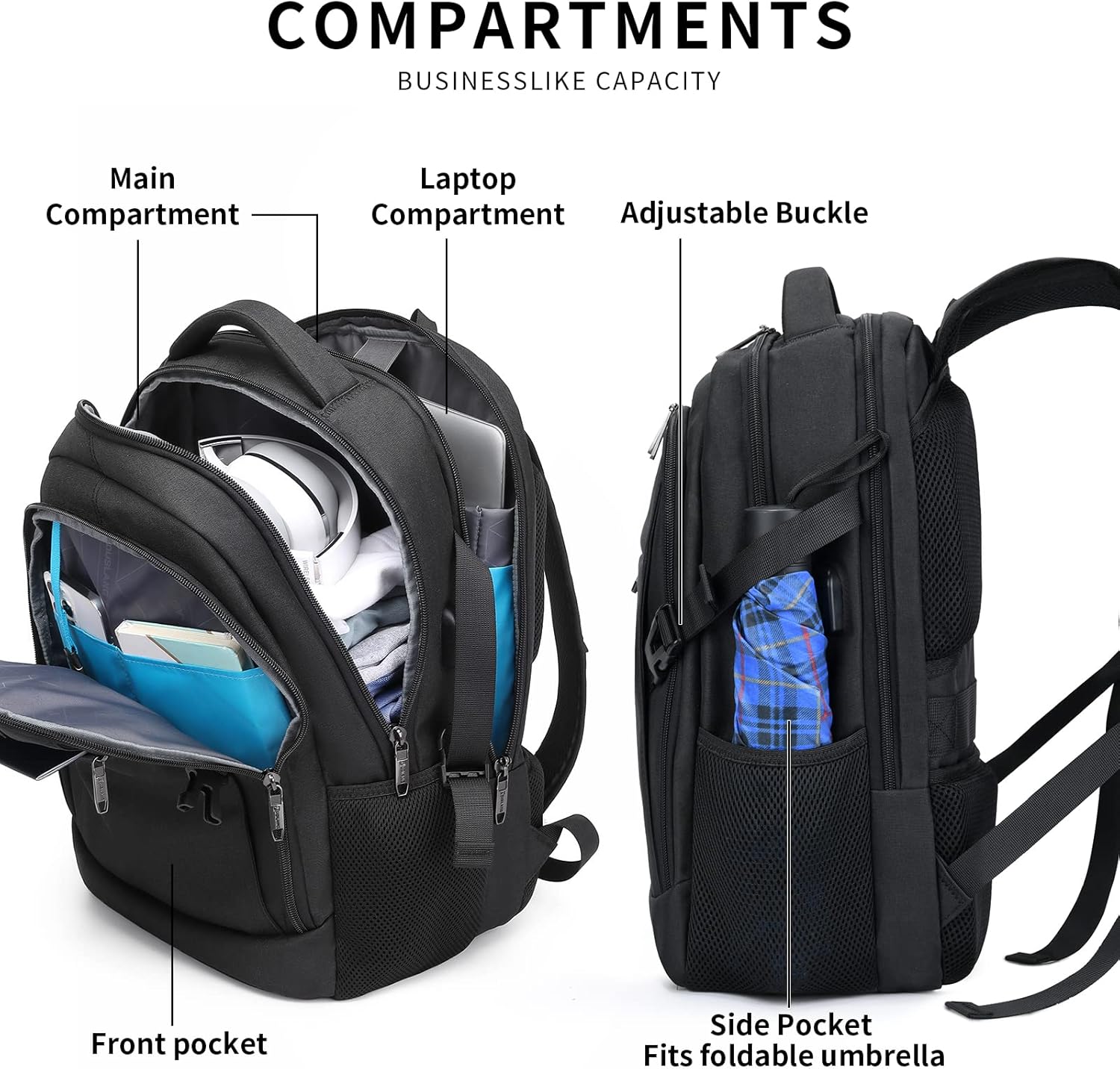 Large Travel Laptop Backpack with USB Port and Secure Multi-Pocket Design