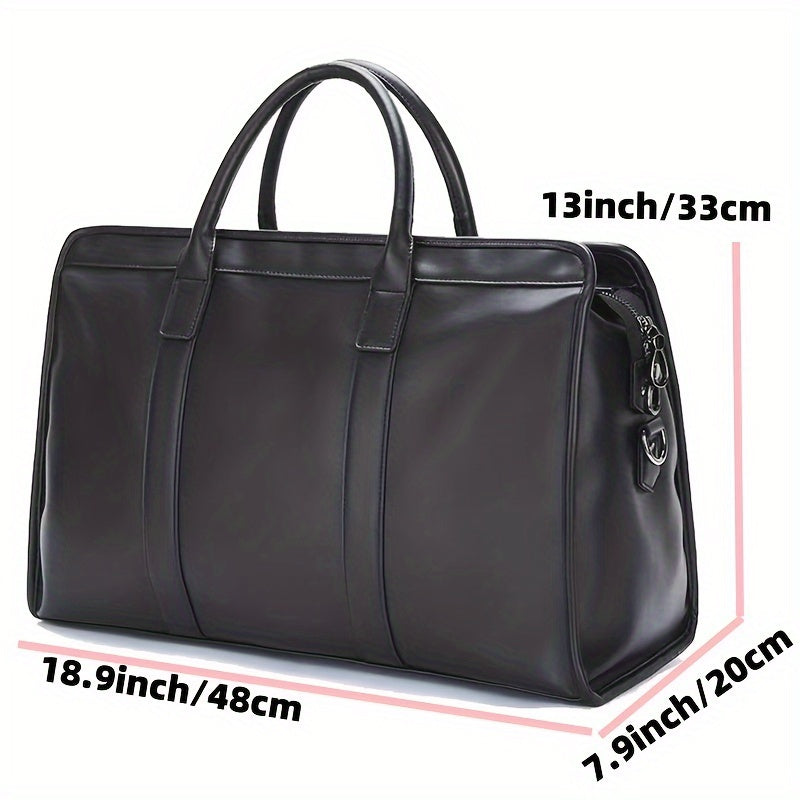 Men's Large Capacity Faux Leather Travel Duffle Bag