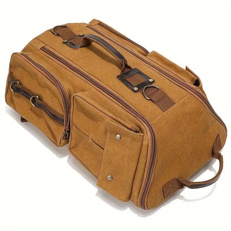 Men's Spacious Canvas Travel Hiking Carry On Rucksack Laptop Backpack