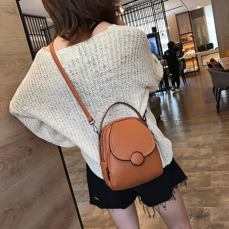 Ava | Women's Mini Flap Leather Crossbody Sling Handbag Backpack with Top Handle