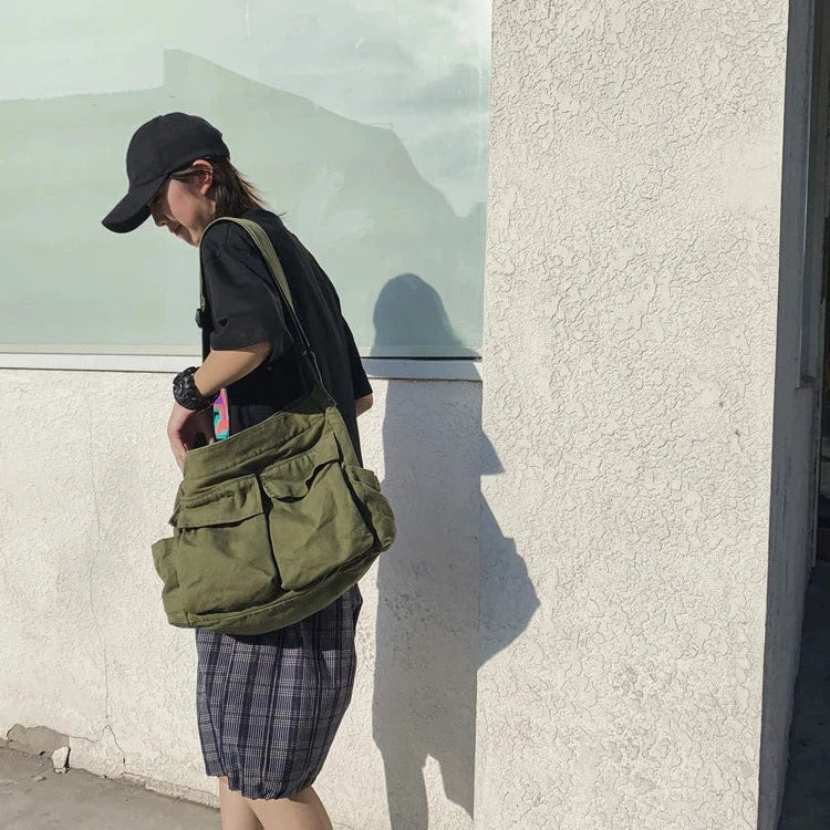 Ellie | Women's Vintage Canvas Large Crossbody Messenger Bag