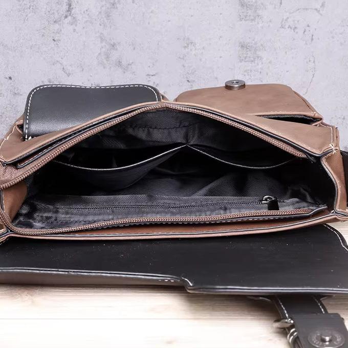 Men's High-End PU Leather Crossbody Messenger Bag