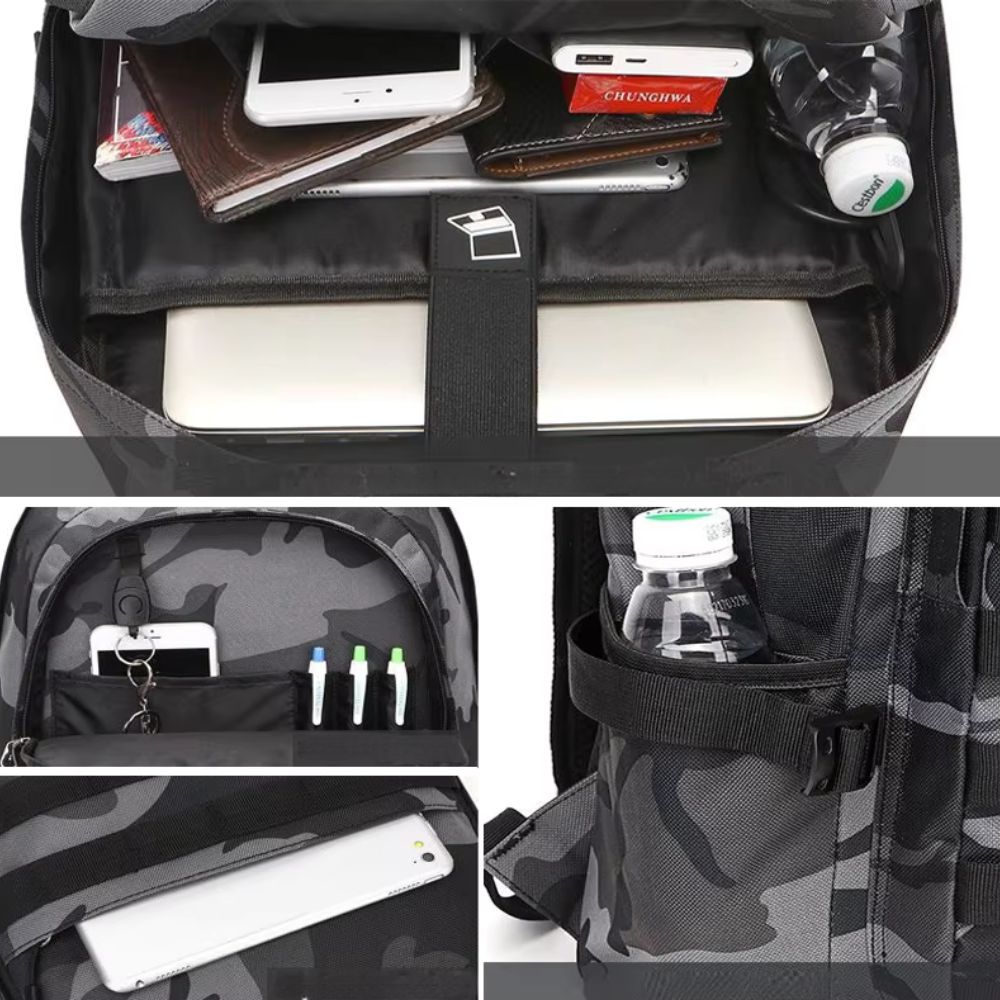 Titan | Men's Camouflage Hard Shell Travel Laptop Backpack with USB Charging