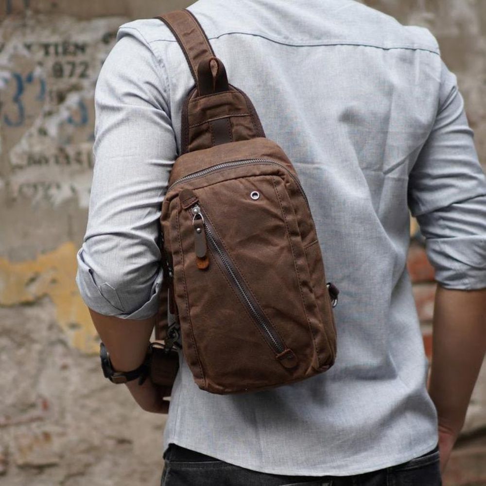 Kinsley | Men's Waxed Canvas Sling Crossbody Bag