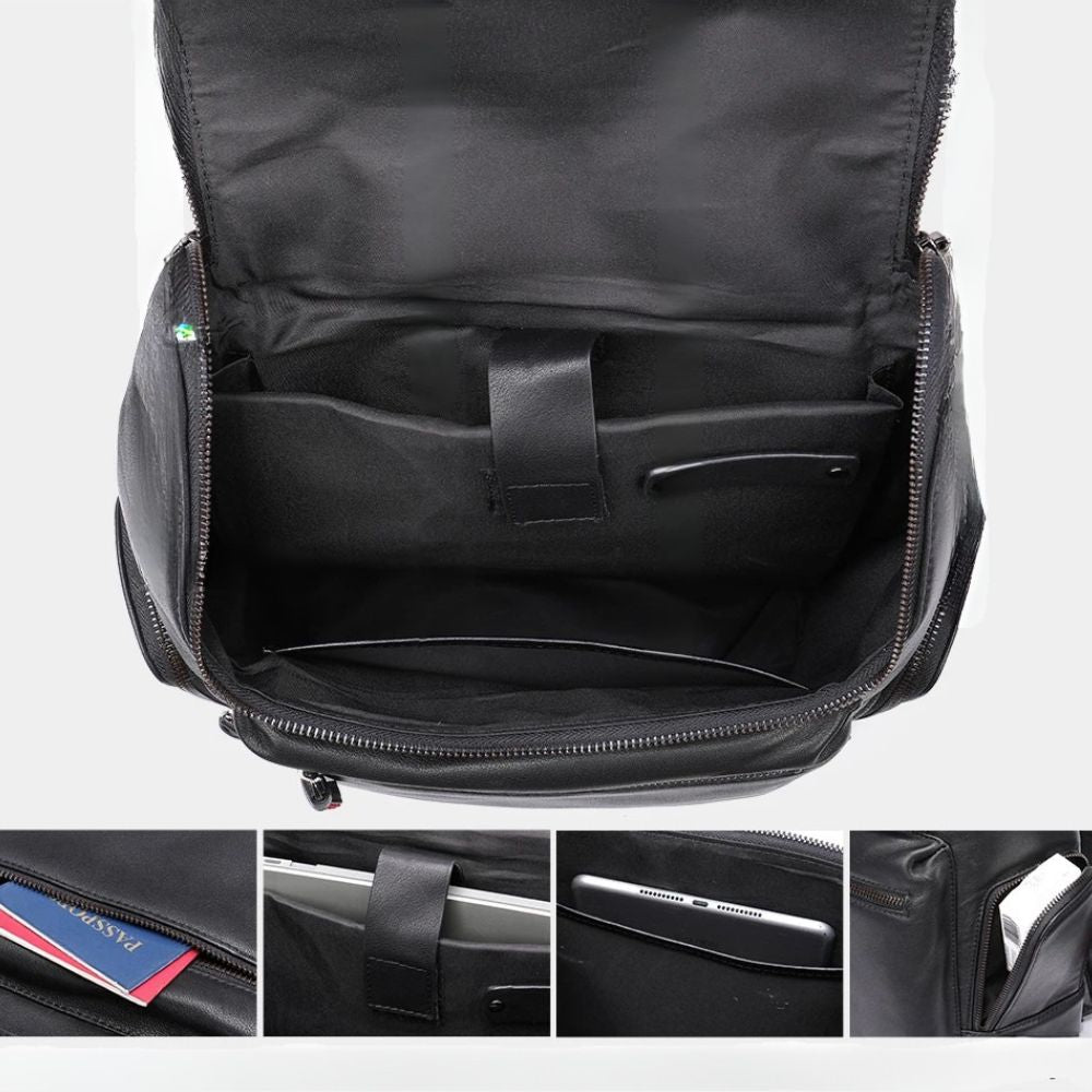 Men's Genuine Leather Laptop Travel Backpack