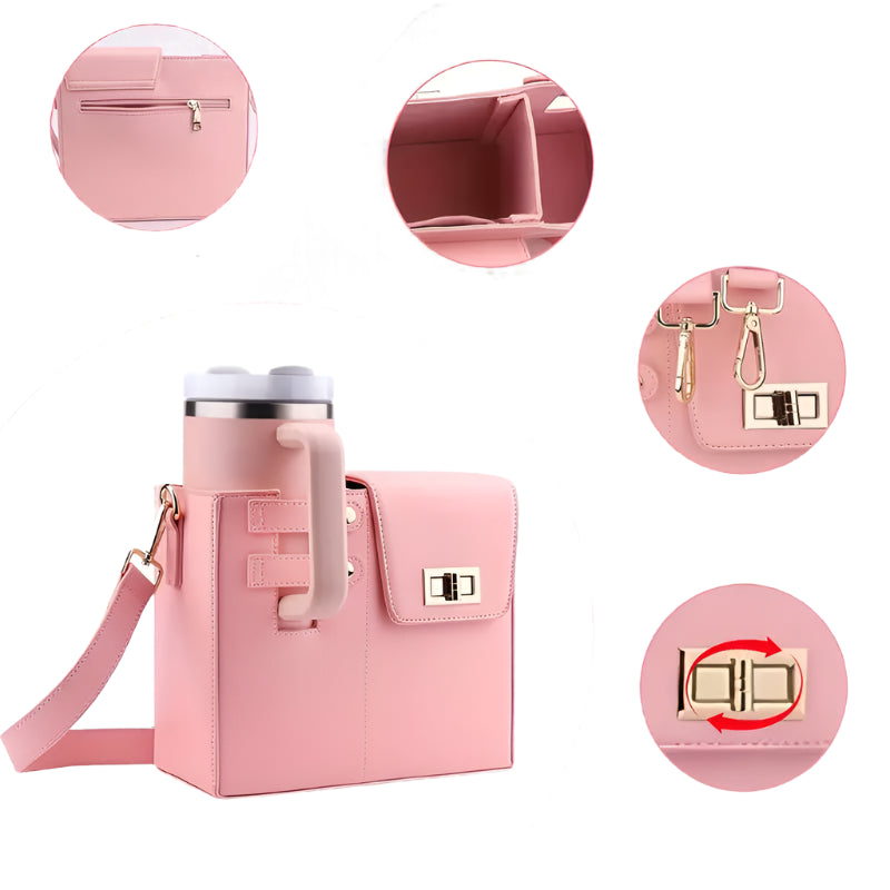 Anne | Women's PU Leather Crossbody Messenger Water Cup Holder Bag