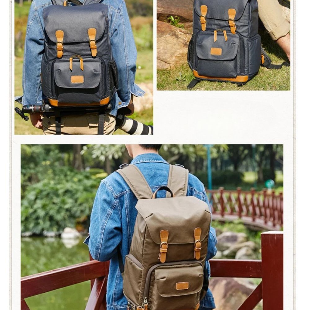 Charlie | Canvas Camera Travel Backpack with Laptop Compartment