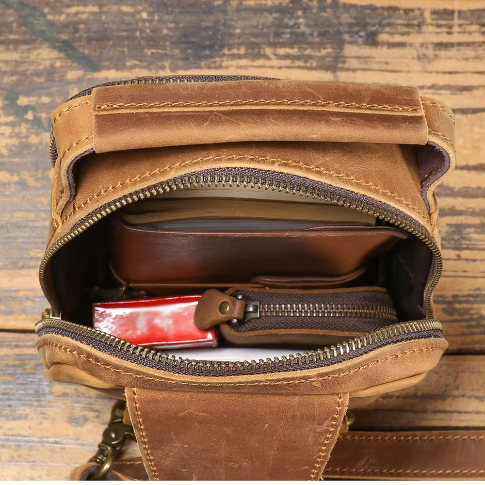 Henry | Men's Vintage Leather Large Crossbody Sling Travel Bag