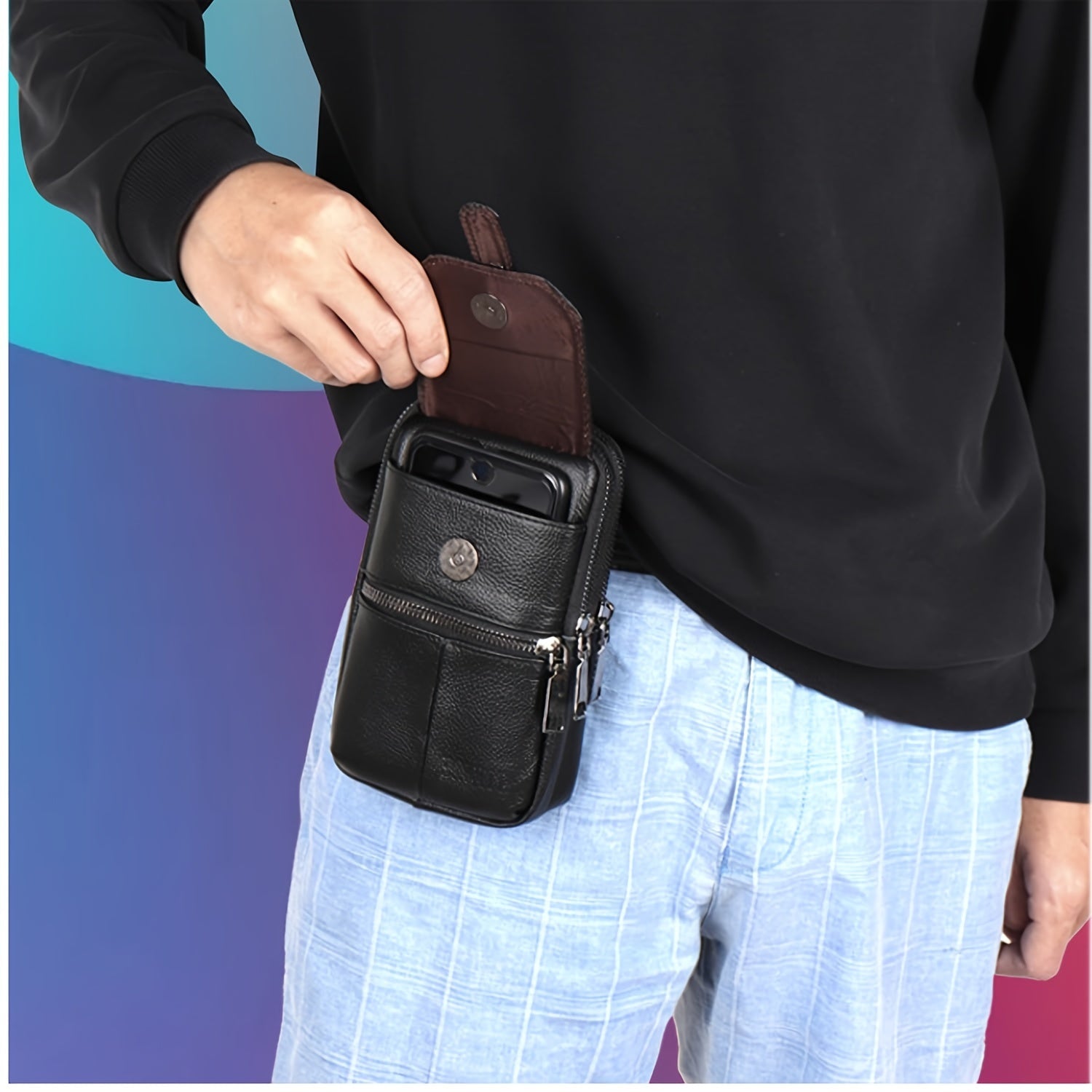 Men's Genuine Leather Anti-Theft Crossbody Bag