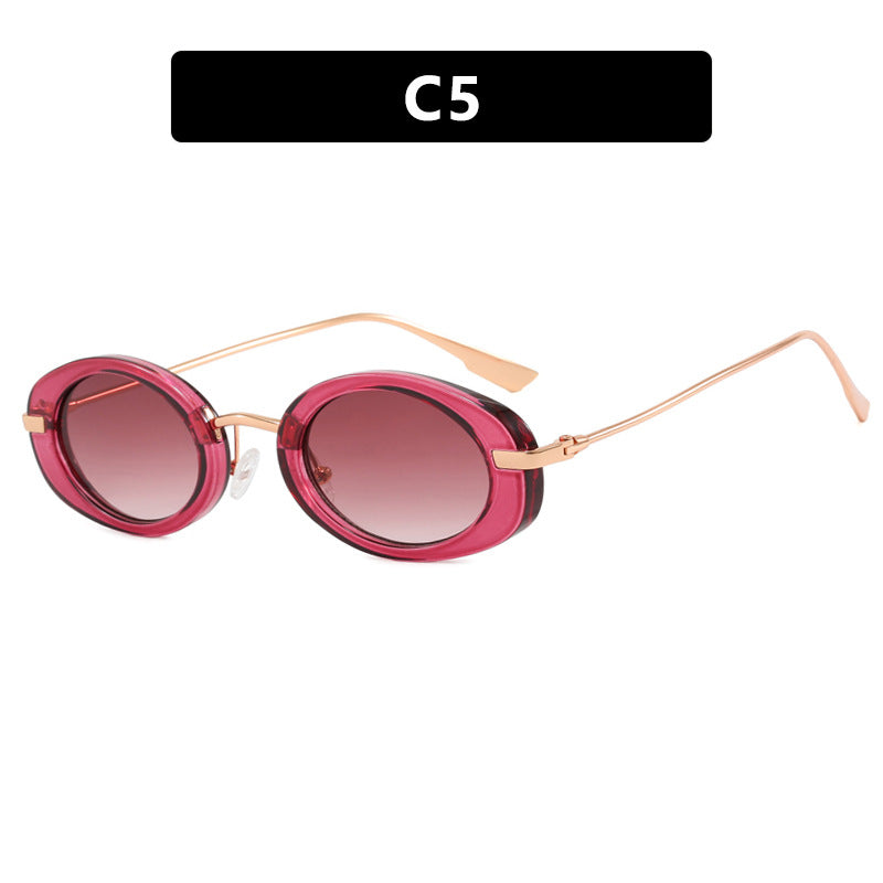 Small frame oval retro Instagram influencer same style sunglasses high-end fashion show sunglasses personality
