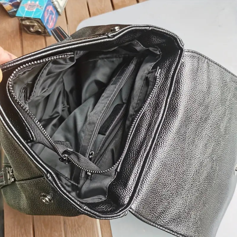 Women's Genuine Leather Flap Travel Backpack