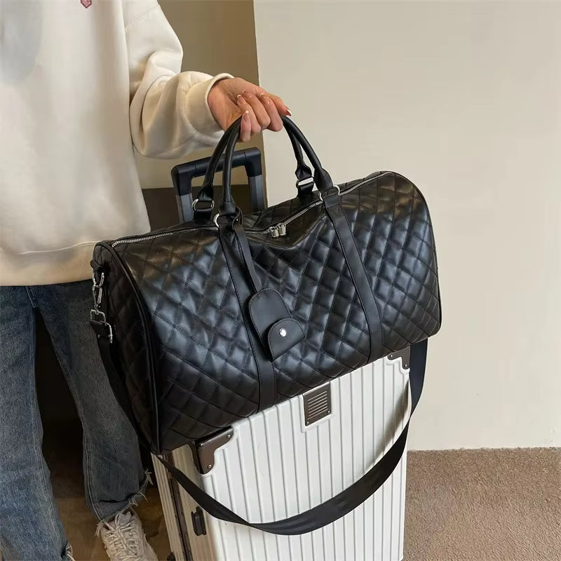 Chloe | Elegant Quilted Overnight Garment Travel Duffle Bag