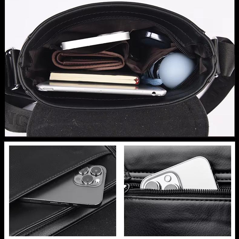 Men's Fashion PU Leather Crossbody Messenger Bag