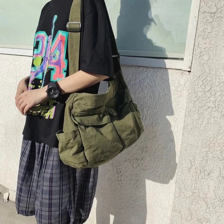 Ellie | Women's Vintage Canvas Large Crossbody Messenger Bag