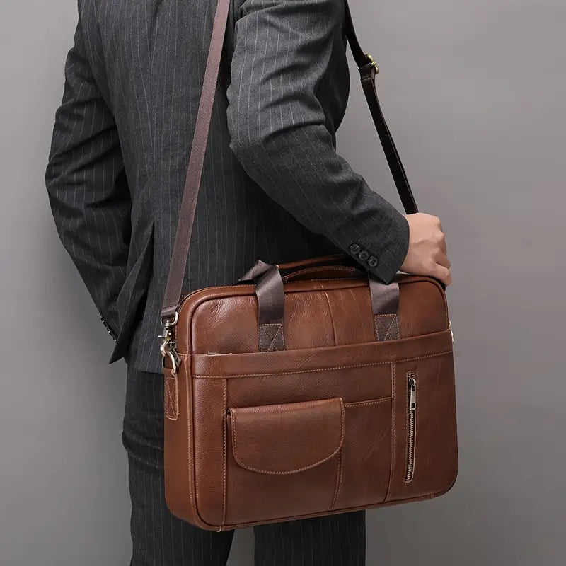 Lawrence | Men's Leather Crossbody Messenger Laptop Travel Handbag