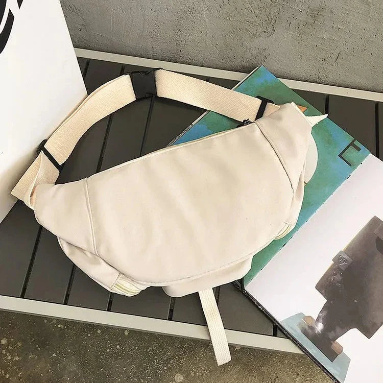 Bella | Women's Cream Multi-Pocket Crossbody Bum Travel Bag