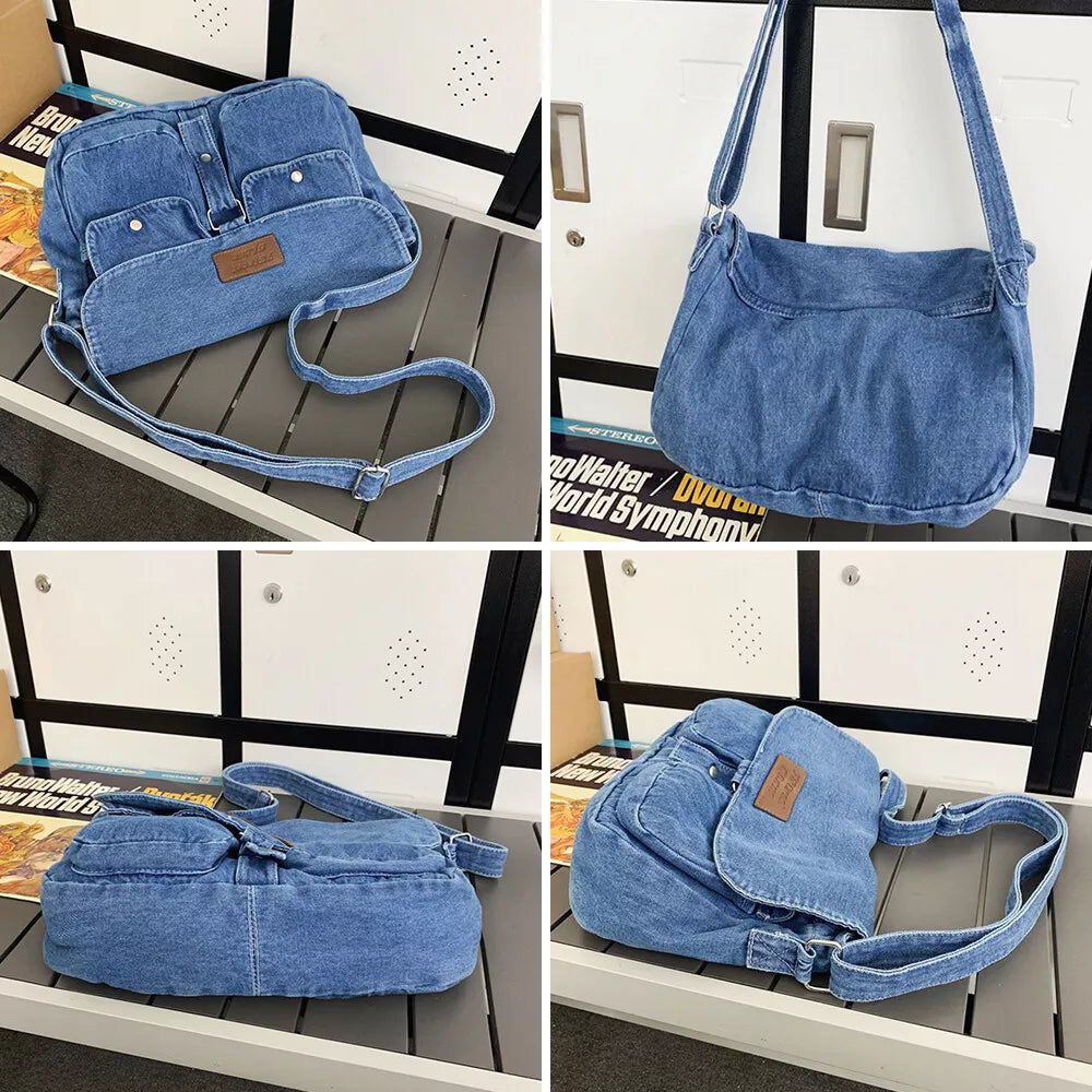 Abby | Women's Spacious Multi-pocket Trendy Denim Crossbody Messenger Bag